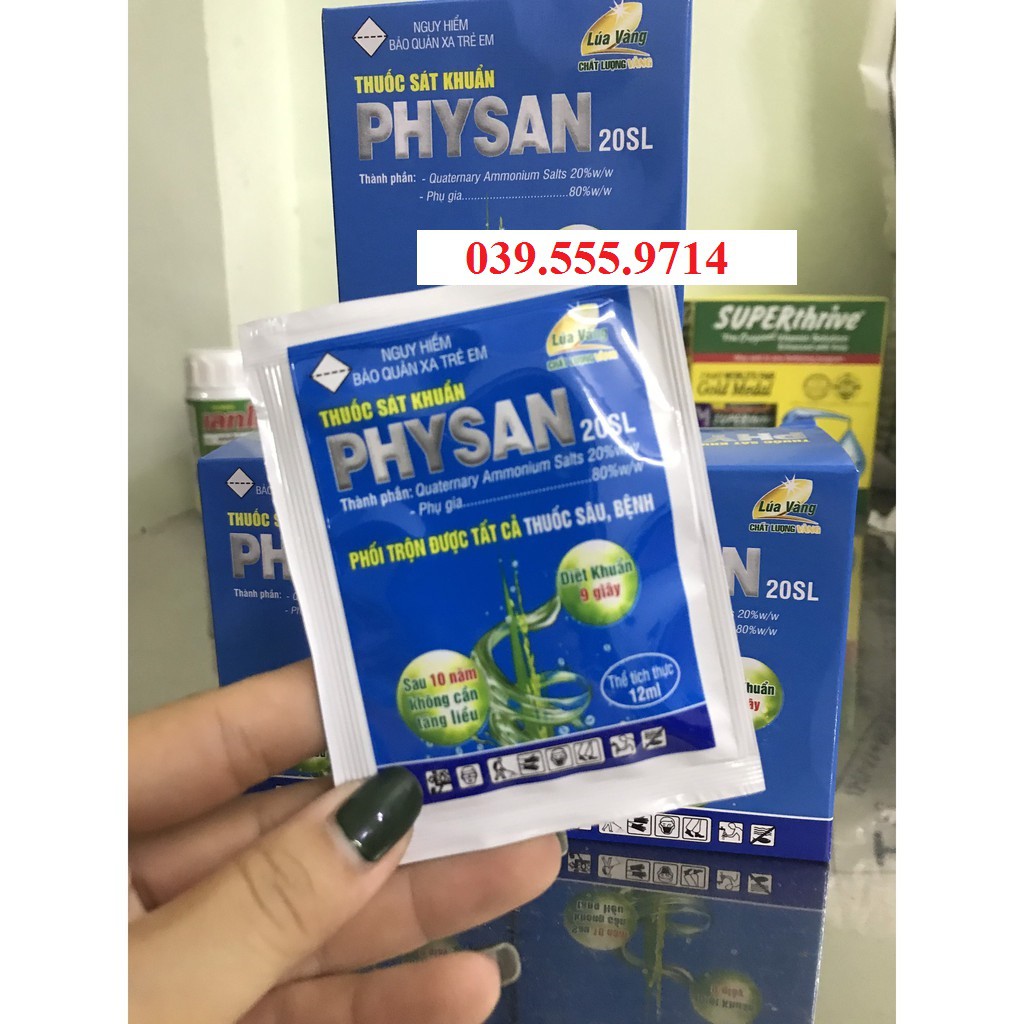 Hộp 10 gói dung dịch sát khuẩn trừ các loại nấm bệnh cây trồng Physan 20 SL ( gói 12ml)