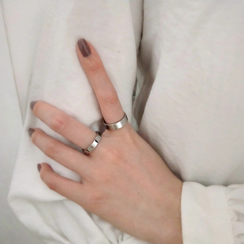 Nhẫn thép titan đơn giản phong cách hip hop cổ điển