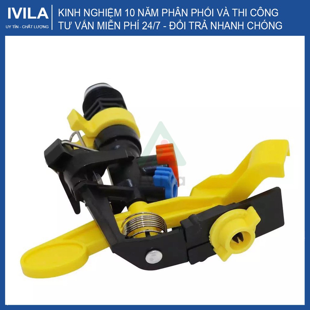 Béc tưới cây, vòi tưới cây phun mưa cánh đập 2 tia có chỉnh góc tưới ren ngoài 21 - Béc chuyên dụng tưới bán kính lớn