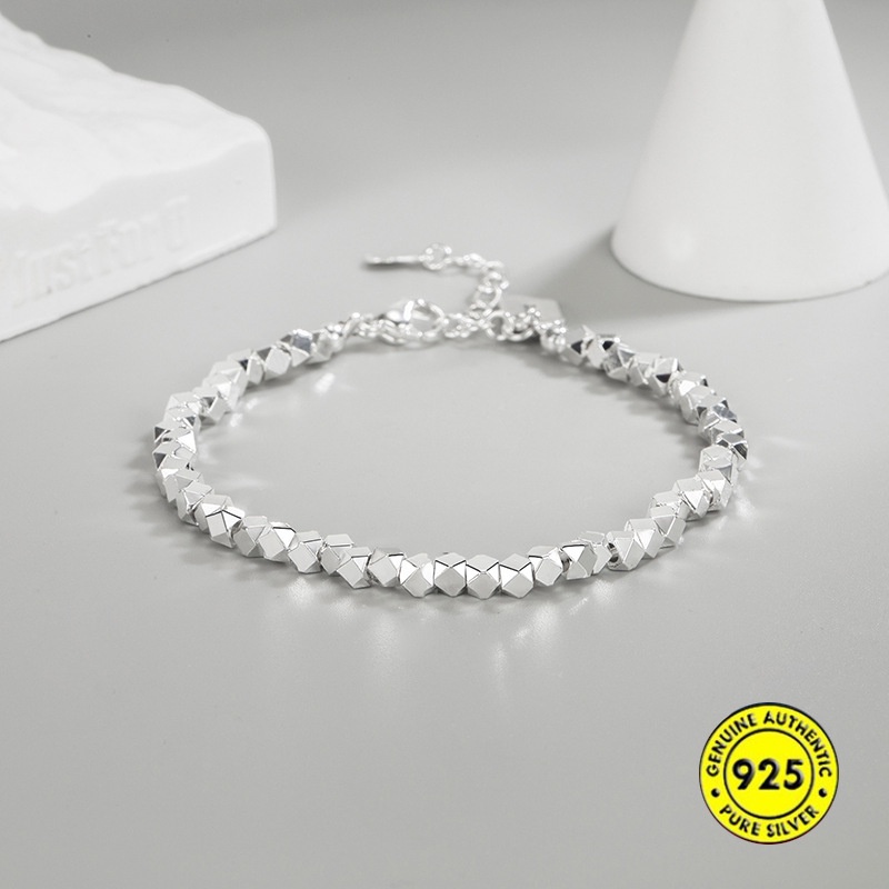 Vòng Tay Mạ Bạc Mặt Vuông Đính Đá Phong Cách Retro Sang Trọng