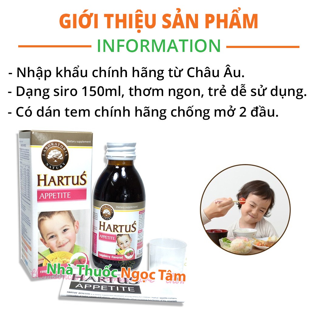 ✔️(Tặng Quà) Hartus Appetite Siro cải thiện chứng biếng ăn ở trẻ, bé ăn ngon miệng, tăng hấp thu và tăng cân hiệu quả