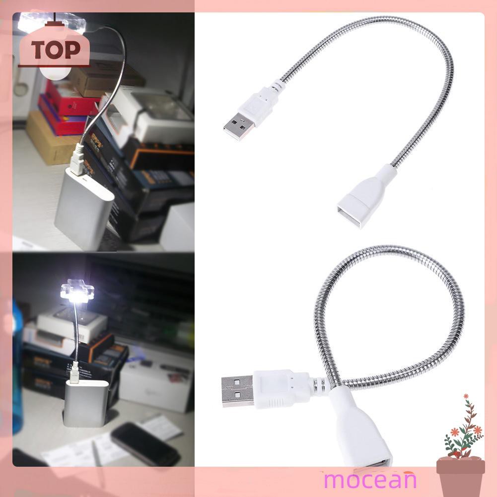 Cáp nối dài 29cm ống linh hoạt dây kim loại đầu USB sang cổng cắm chuyển đổi đèn LED