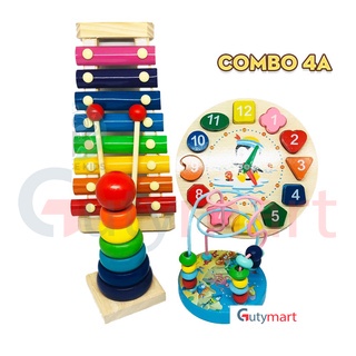 Combo đồ chơi gỗ Montessori cho phát triển trí tuệ giúp bé tư duy, phù hợp cả cho bé trai và bé gái vừa học vừa chơi