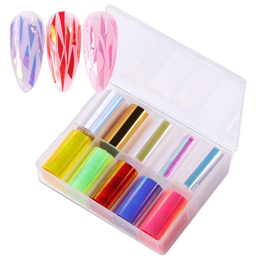 [Hàng mới về] Miếng dán móng tay thủy tinh nhiều màu sáng bóng thời trang