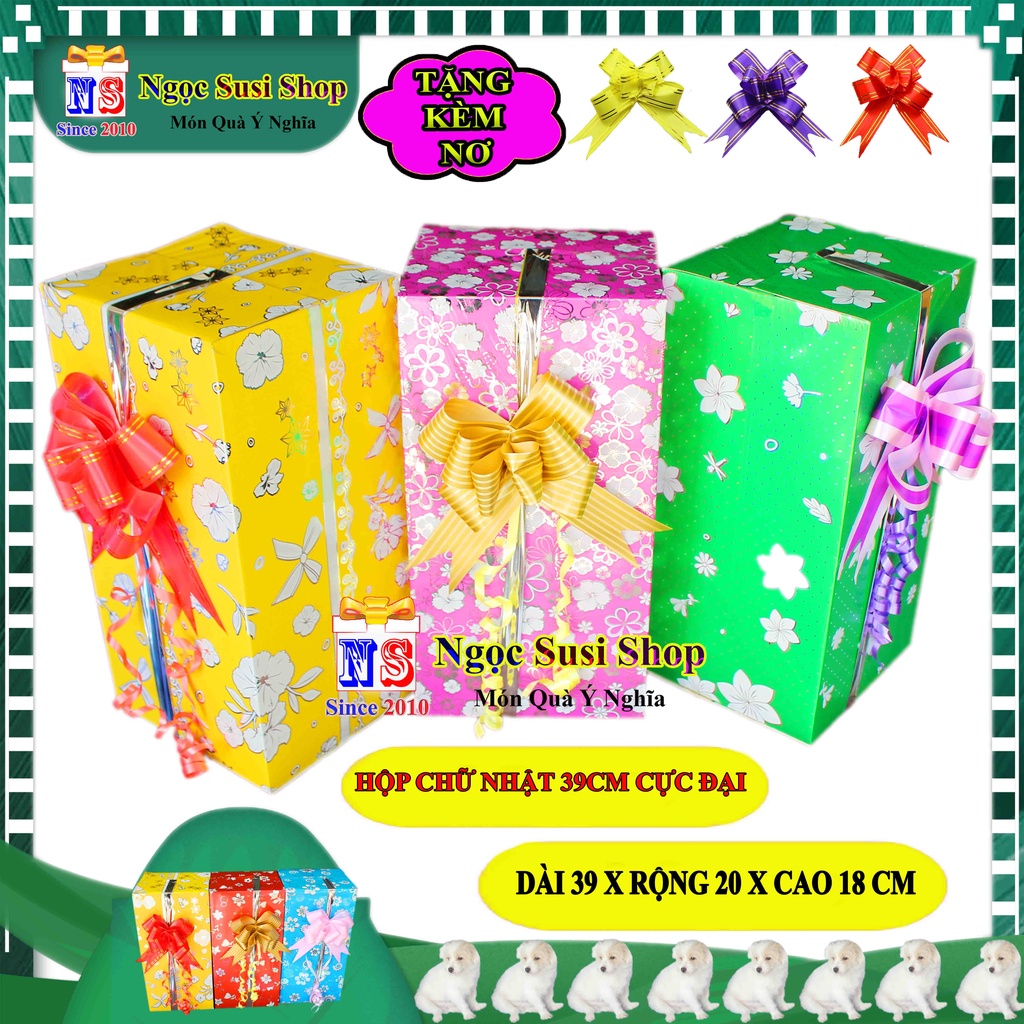 HỘP QUÀ CHỮ NHẬT GIẤY KIẾNG ĐỦ SIZE + TẶNG KÈM NƠ - HỘP GÓI QUÀ GIẤY KIẾNG QUÁ ĐẸP