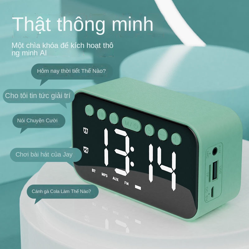 ☒☃▲AI thông minh đồng hồ báo thức sinh viên có thể sạc lại đơn giản ký túc xá tắt tiếng sáng net màu đỏ rung mini blueto