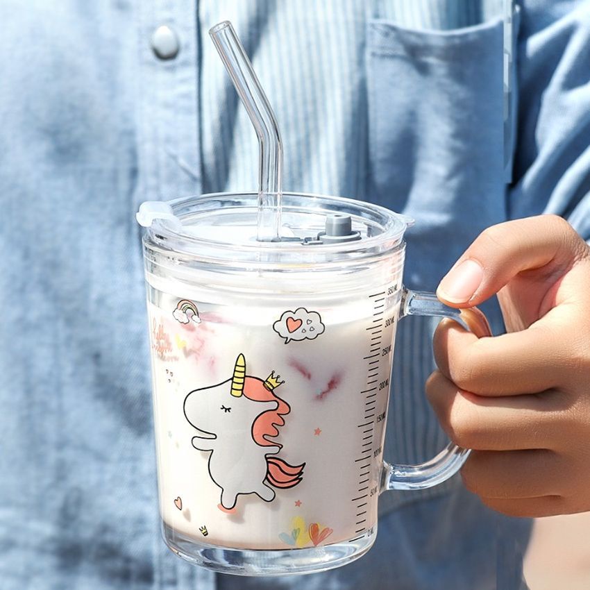 Ly Thủy Tinh 3 In 1 Chia Vạch Nắp Đậy Kín Hơi Tặng Kèm Ống Hút Cốc Giữ Nhiệt Pha Các Loại Đồ Uống Tiện Dụng Kotic_shop