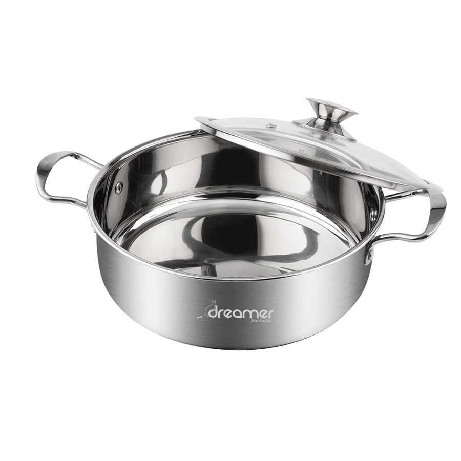 Chảo chống dính bếp từ Inox Dreamer Úc cao cấp -  cấu trúc tổ ong - nắp kính - size 20 - 24 - 26 - 28cm
