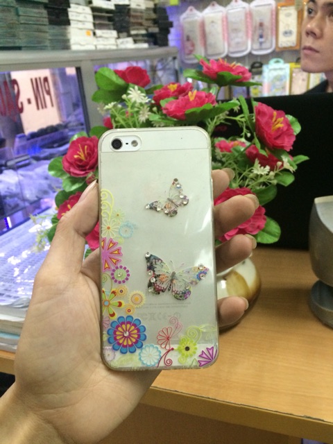 Ốp ip5/5s Hình Hoa  Bướm Đính đá