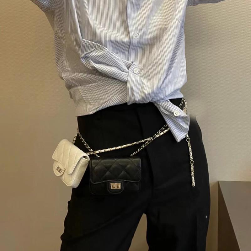 ☍✖△Túi đeo hông Mini phối dây xích thời trang cá tính