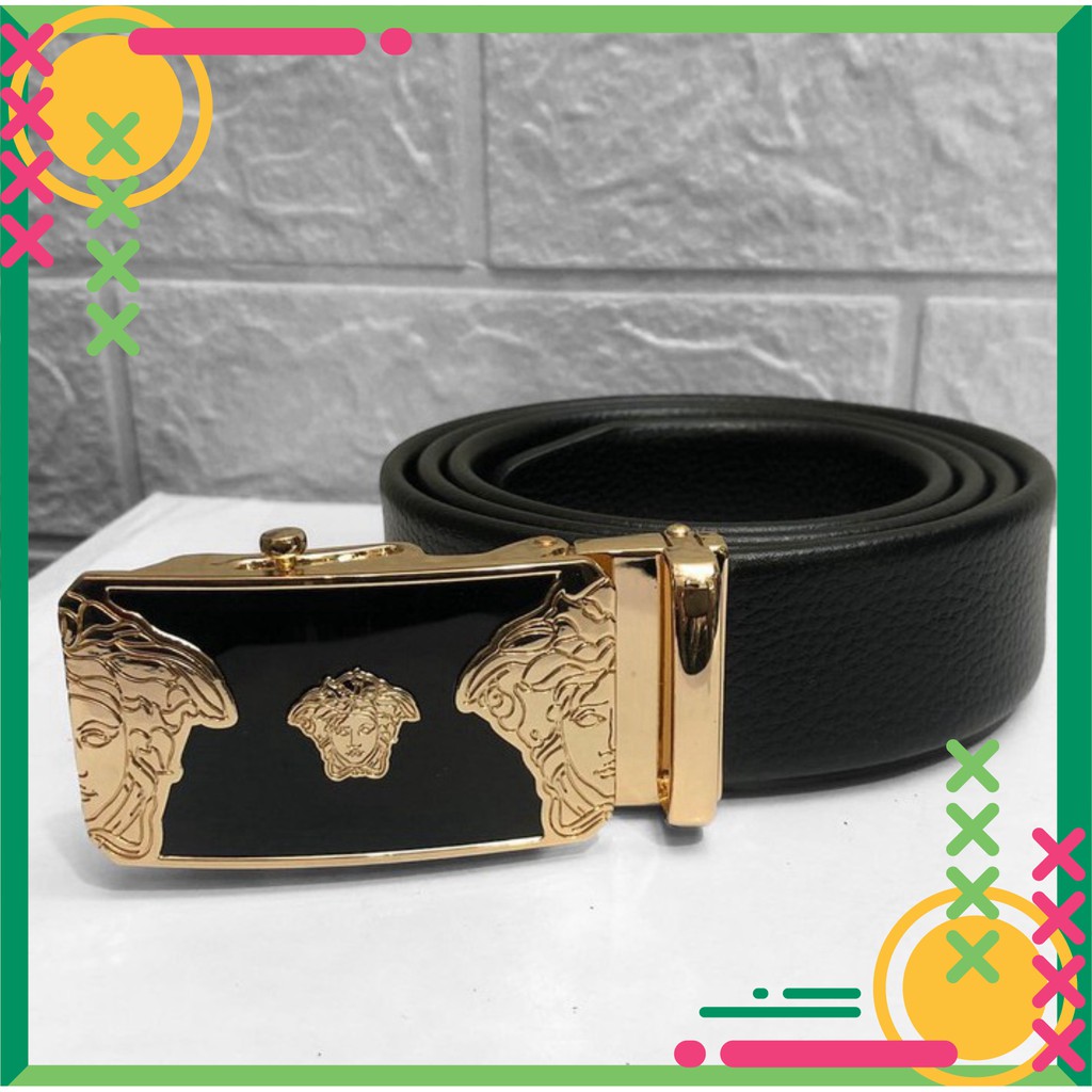 THẮT LƯNG DÂY NỊT NAM VERSACE DA THẬT THỜI TRANG ĐẦU KHOÁ ĐÚC NGUYÊN MIẾNG TỈ MỈ.