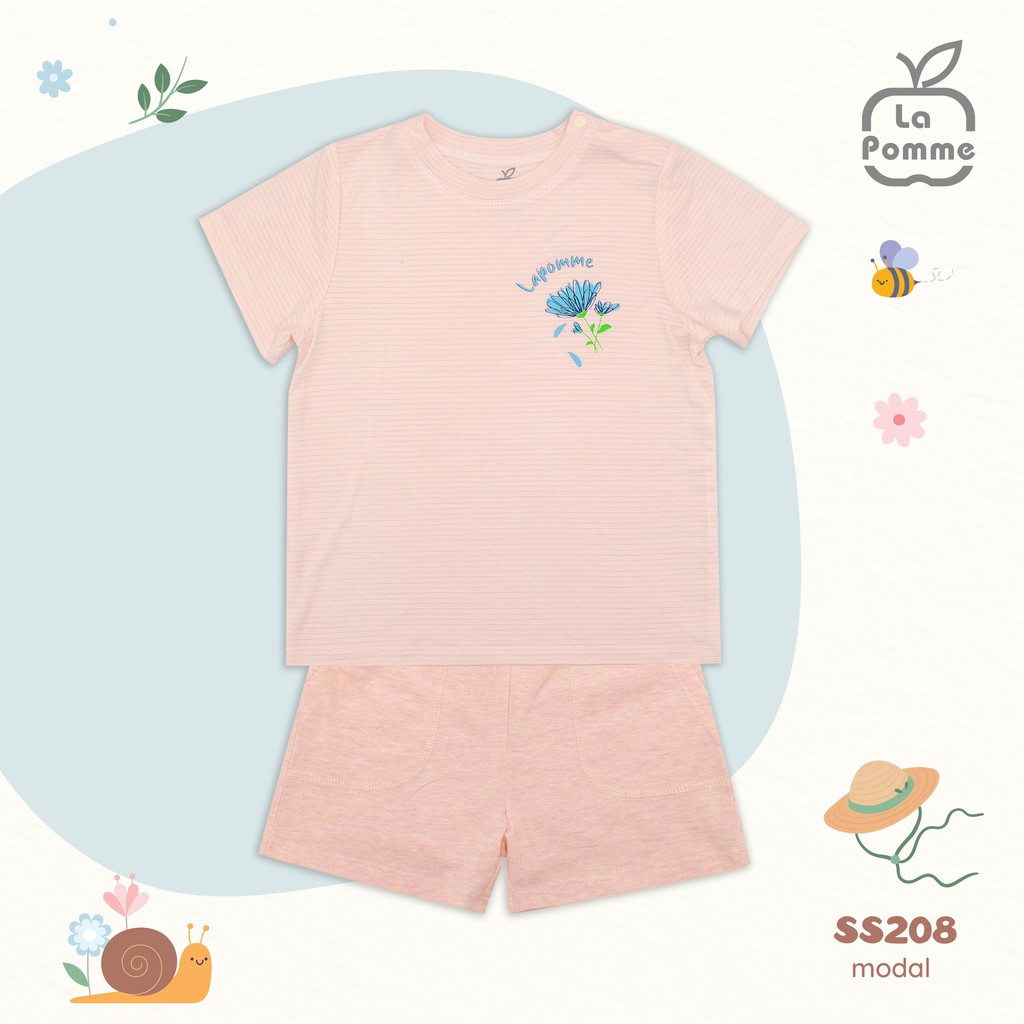 Bộ La Pomme Modal siêu mềm mịn mỏng mát da cao cấp cộc tay kẻ sọc in bồ công anh cho bé trai bé gái SS208