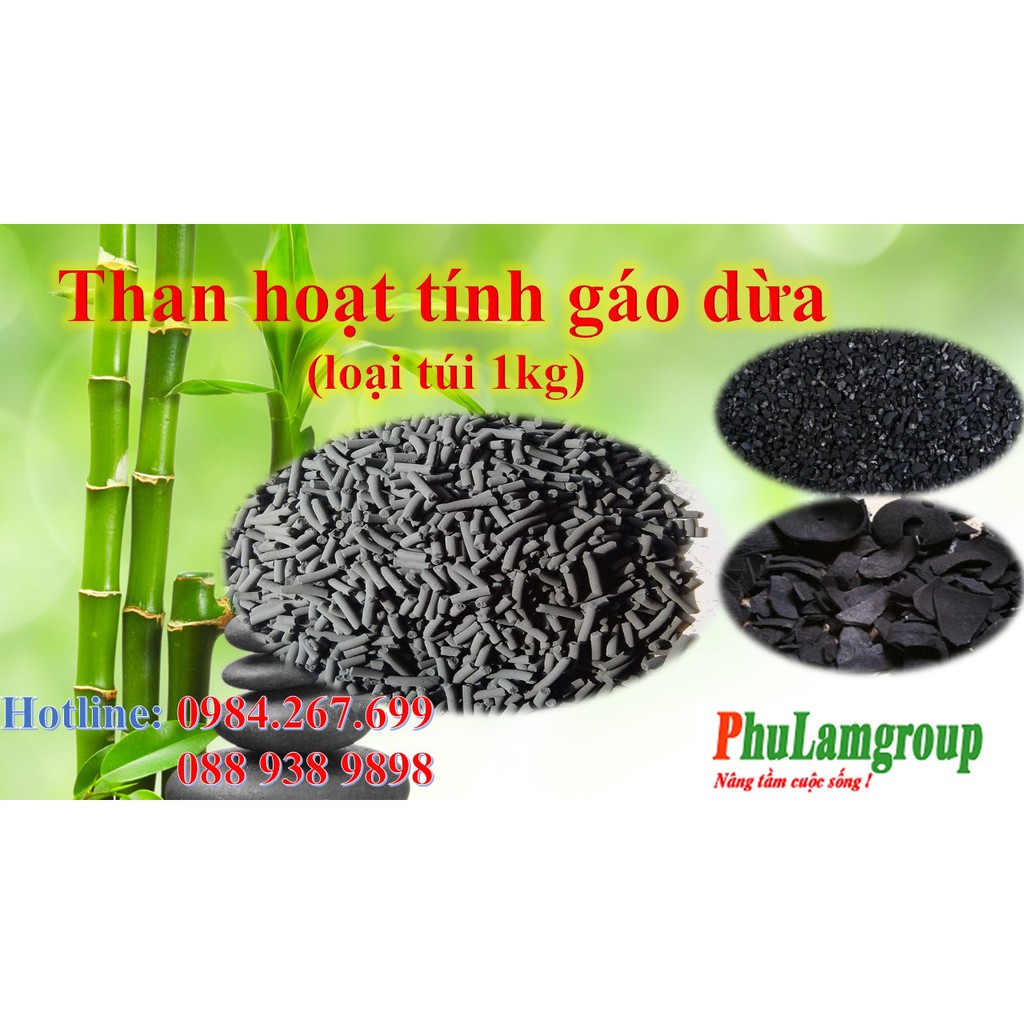 THAN HOẠT TÍNH KHỬ ĐỘC TỐ, LỌC NƯỚC BỂ CÁ, LỌC KHÍ TRONG OTO loại túi 1kg