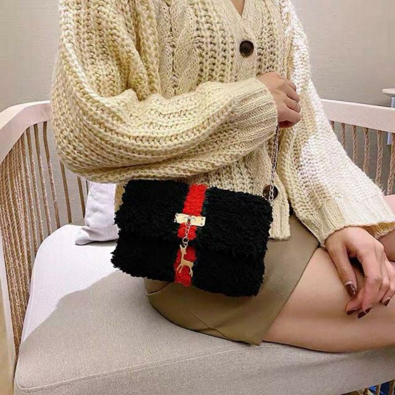 Combo Set Phụ Kiện Làm Túi Đeo Chéo Bông Xù