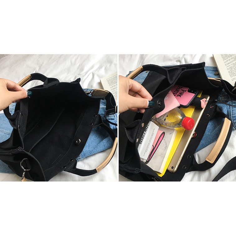 Túi Xách canvas Nhiều Ngăn Sức Chứa Lớn Mẫu Mới 2022 Phong Cách Hàn Quốc Cho Nữ