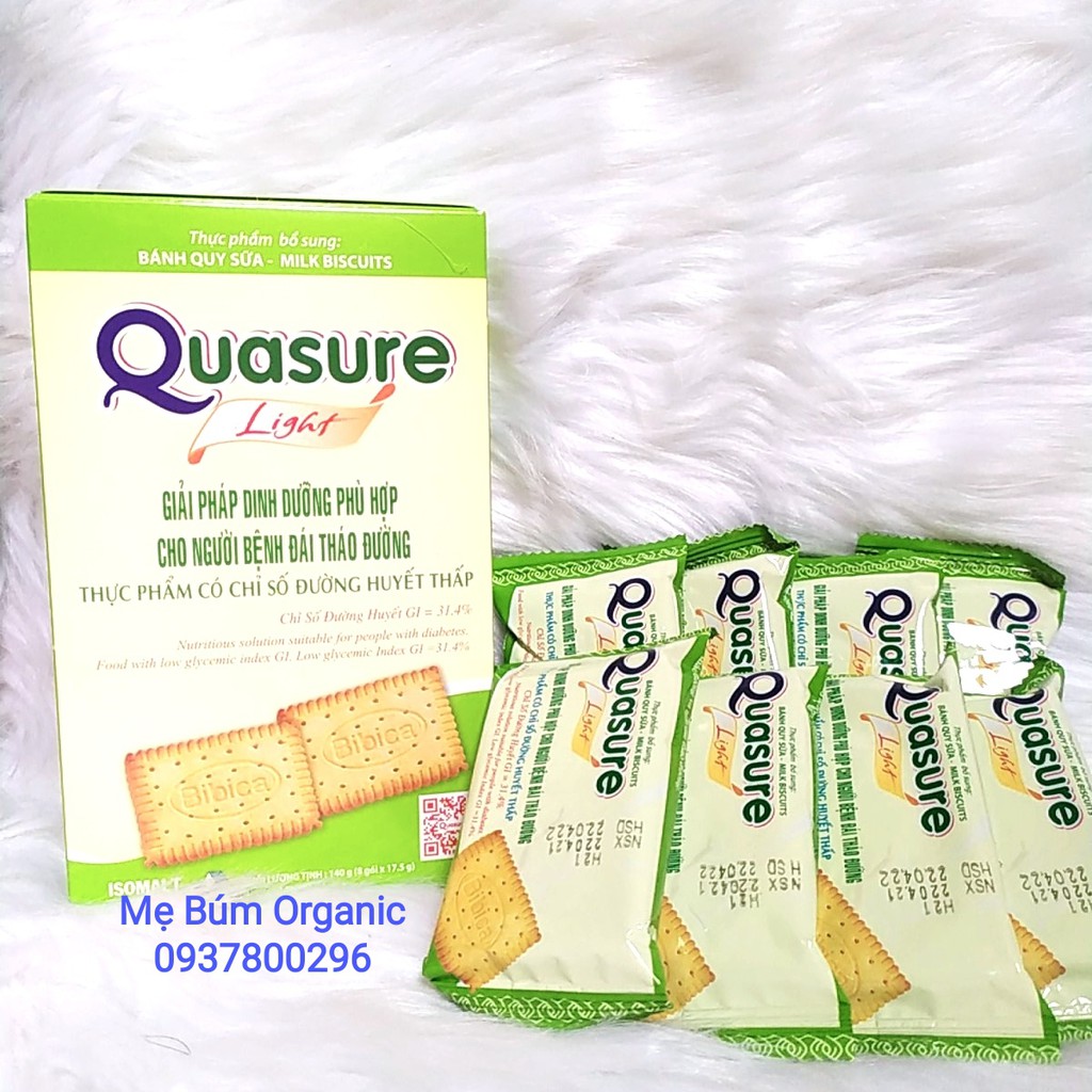 [ HCM Giao Hỏa Tốc] Bánh Quy Sữa Cho Người Tiểu Đường Quasure Light Hộp 140g ( 8 gói - Mỗi gói 02 bánh)