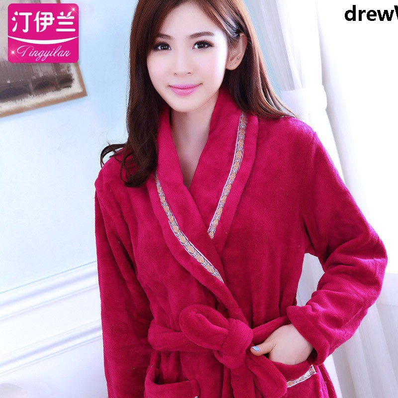 Áo Choàng Tắm Màu Đỏ San Hô Cho Phụ Nữ Trung Niên | BigBuy360 - bigbuy360.vn
