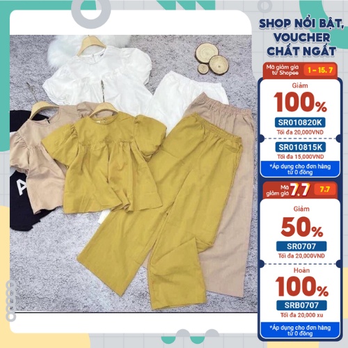 BỘ ĐŨI DÀI TAY BỒNG QUẦN ỐNG RỘNG CỰC TÔN DÁNG