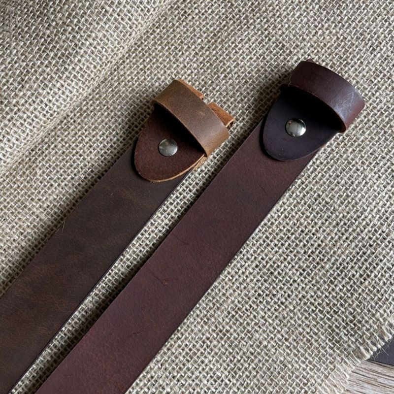 Dây Nịt Da Bò Thắt Lưng Nam Da Bò Sáp Ngựa Điên Không Mặt Khóa bản 3.7cm đục 5 lổ Bảo hành 24Tháng,