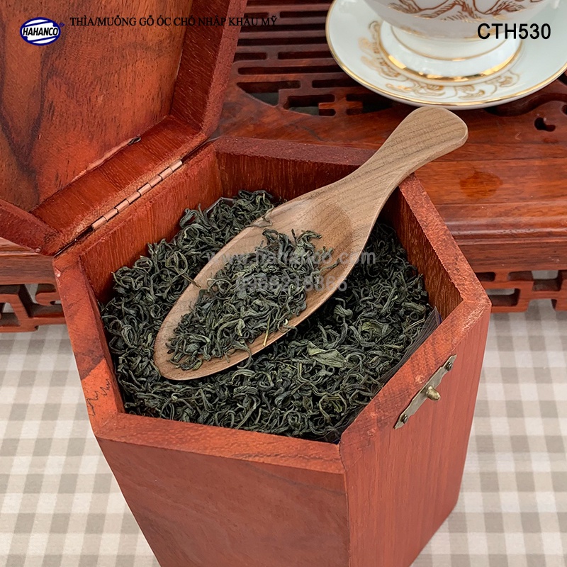 Thìa xúc trà bằng gỗ Óc Chó - Phong cách trà đạo Nhật Bản (CTH530) Dùng xúc gia vị, decor