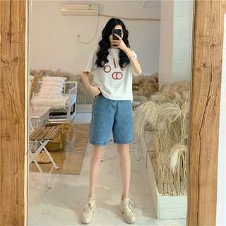 [ có Sẵn ]set áo thun+ quần ngố bò ống rộng MÃ 37737