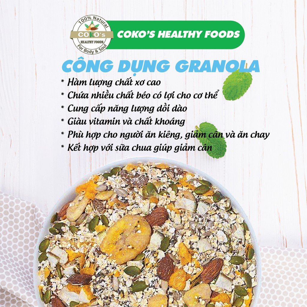 Combo Ngũ Cốc Granola Giảm Cân Super Slim  3 gói 100gr COKO'S FOOD Dinh Dưỡng Tiện Lợi | BigBuy360 - bigbuy360.vn