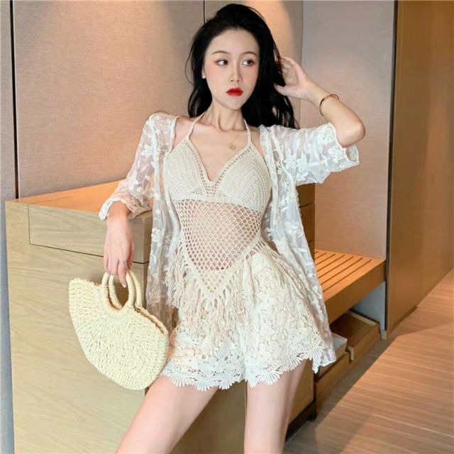 Bikini đan móc đi biển phối quần ren [Kèm ảnh thật] | BigBuy360 - bigbuy360.vn