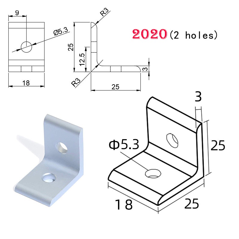 Ke Góc Đứng Cho Nhôm Định Hình 2020, 3030