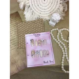 nailbox móng úp móng giả thạch nude nơ đá