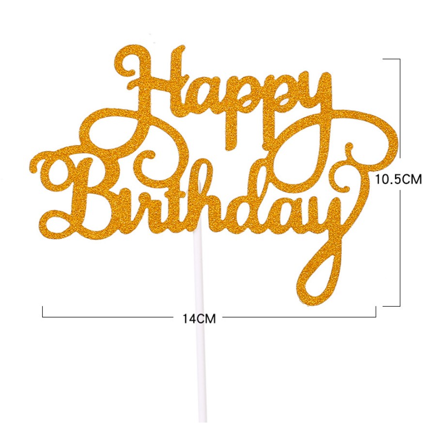 Que cắm trang trí bánh kem hình chữ happy birthday xinh xắn