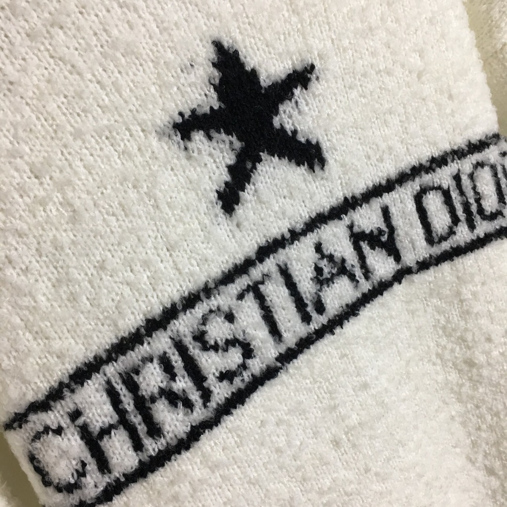 Áo len có mũ dài tay màu trắng thời trang cao cấp Christian Dior CD