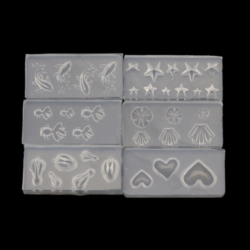 Set 6 Khuôn Làm Đồ Trang Sức Resin Thủ Công Hình Thỏ/Ngôi Sao/Lá Sen/Lá Sen Cỡ Nhỏ