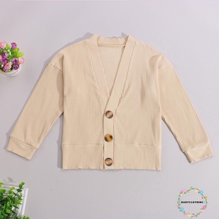 Áo Cardigan Dệt Kim Tay Dài Màu Sắc Trơn Thời Trang Mùa Thu Cho Bé Gái