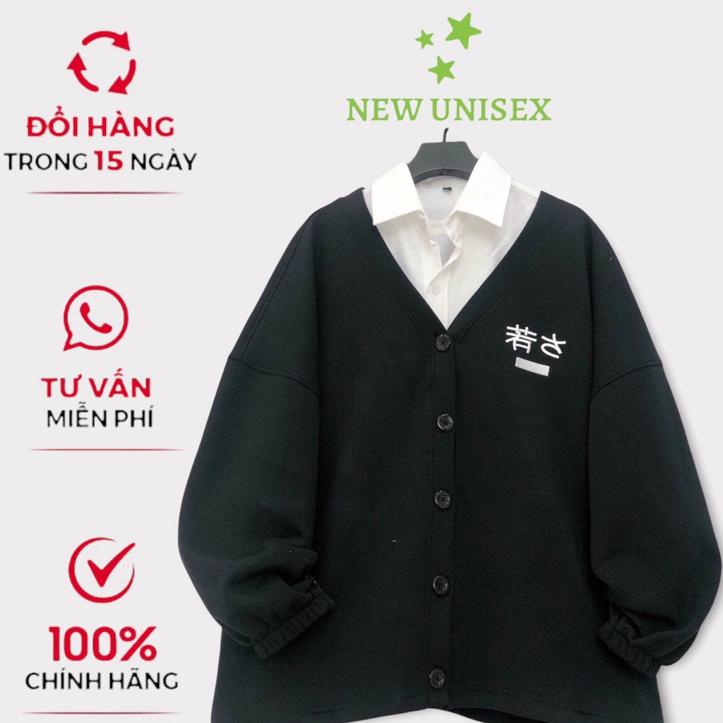 Áo Khoác Nỉ Cadigan Dầy Dặn in Chữ Hàn Quốc Phối Màu Cực Đẹp Hot Trend TP [NewUnisex]