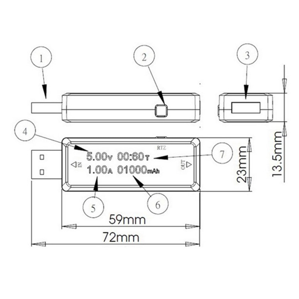 Vôn Kế 3 Trong 1 usb dc 4v ~ 20v Hiển Thị Thời Gian
