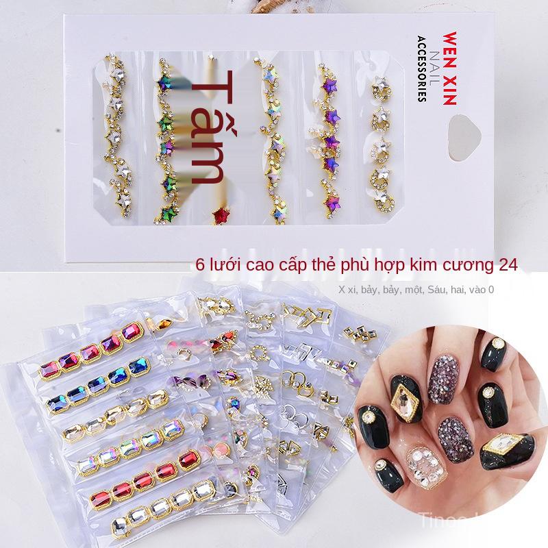Hộp 6 tấm 24 phụ kiện dùng để trang trí móng tay nghệ thuật tiện dụng