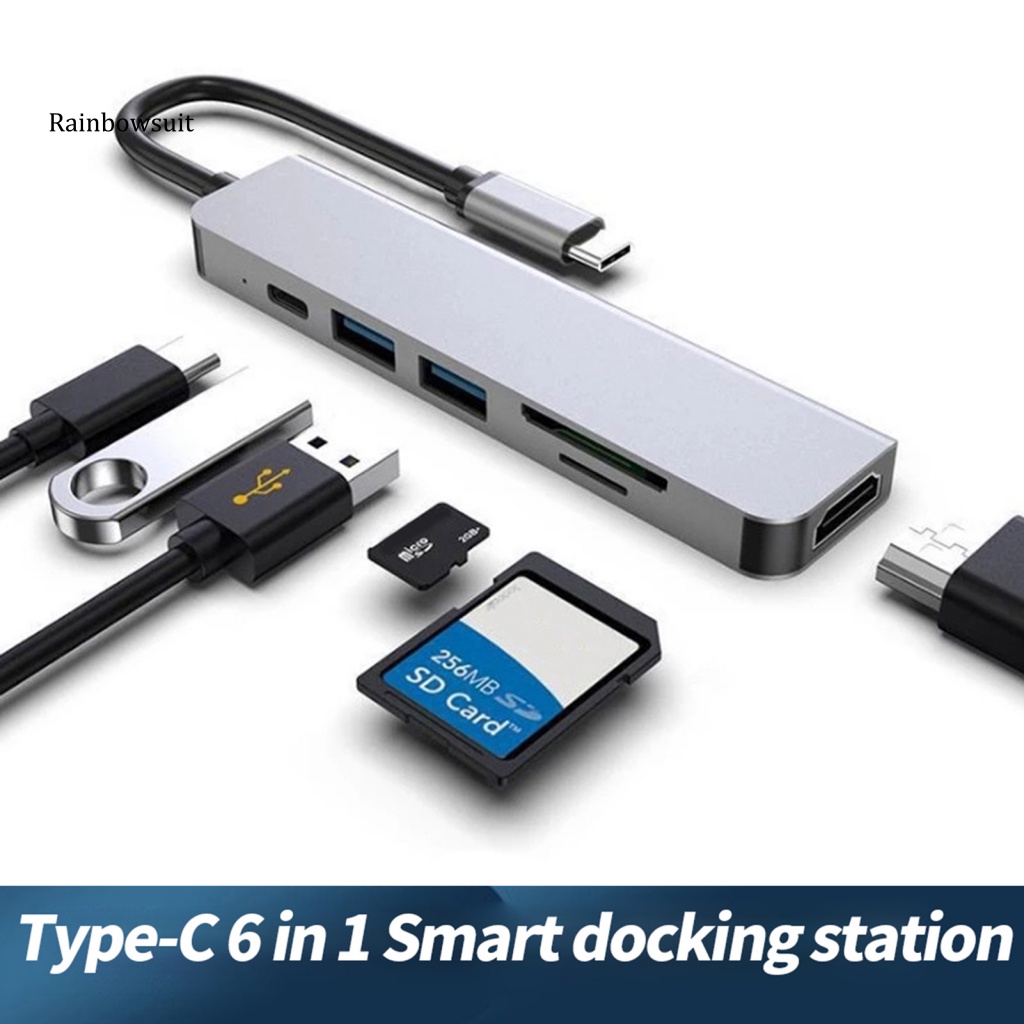 Hub Chia Cổng Type-C HDMI 4K USB3.0 6 Trong 1 Tiện Dụng