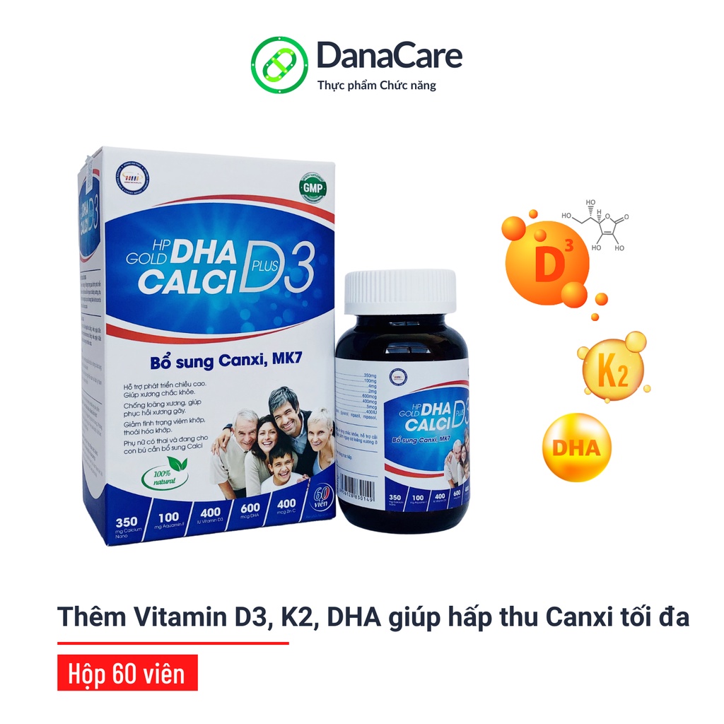 Viên uống Canxi, DHA, vitamin D3 cho người lớn Lọ 60 viên
