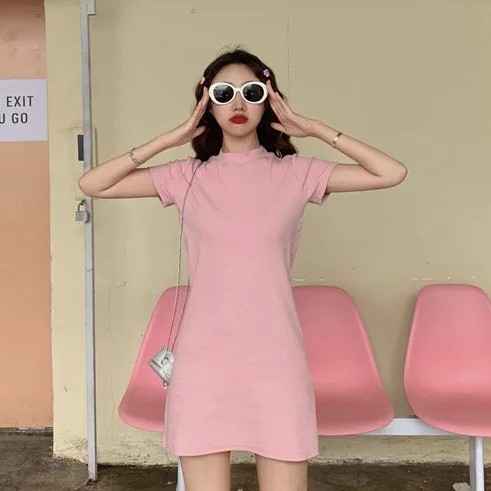 Váy suông nữ ngắn tay ulzzang, Đầm suông nữ dáng ngắn cổ tròn cotton - Maoshop | BigBuy360 - bigbuy360.vn