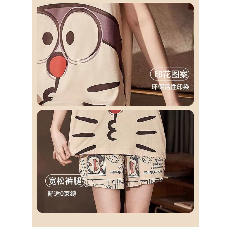 Bộ Đồ Ngủ Tay Ngắn Chất Liệu Cotton In Họa Tiết Hoạt Hình Dễ Thương Thời Trang Mùa Hè Cho Cặp Đôi