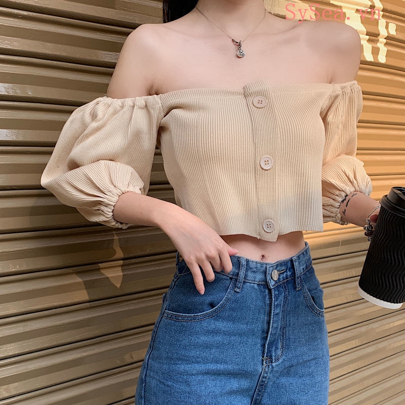 Áo Crop Top Nữ Tay Ngắn Phong Cách Hàn Quốc Quyến Rũ