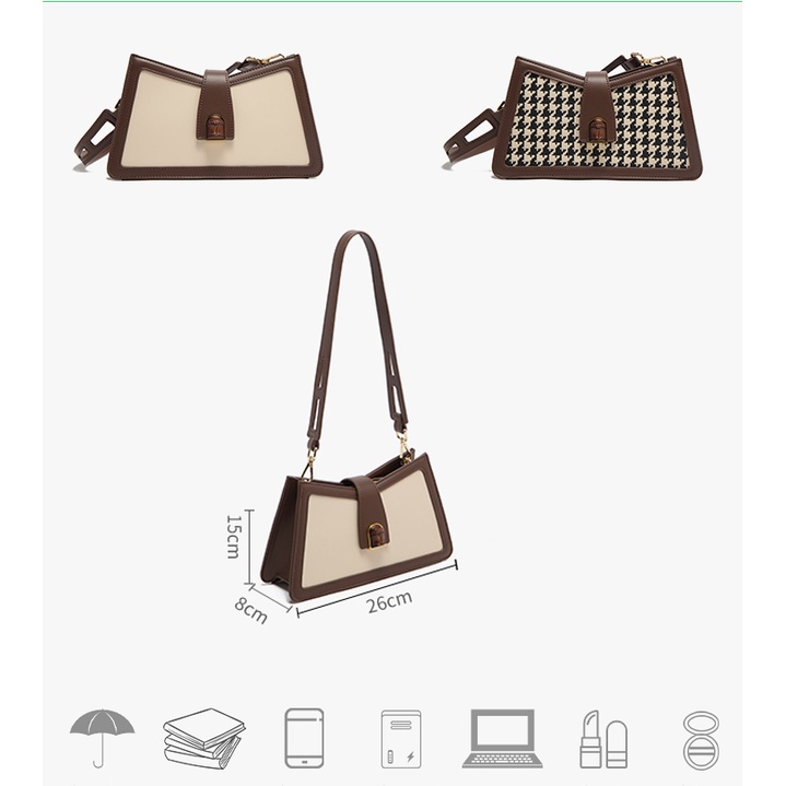 Túi xách nữ đeo chéo đeo vai Micocah dáng công sở thời trang phối màu Vintage da cao cấp cực đẹp MSP: 602 ClidStore
