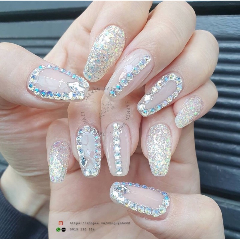[Mã NHUQAD giảm 10% đơn 100k] [ Nail box ] NailBox móng úp thiết kế sẵn nước gạo đính đá