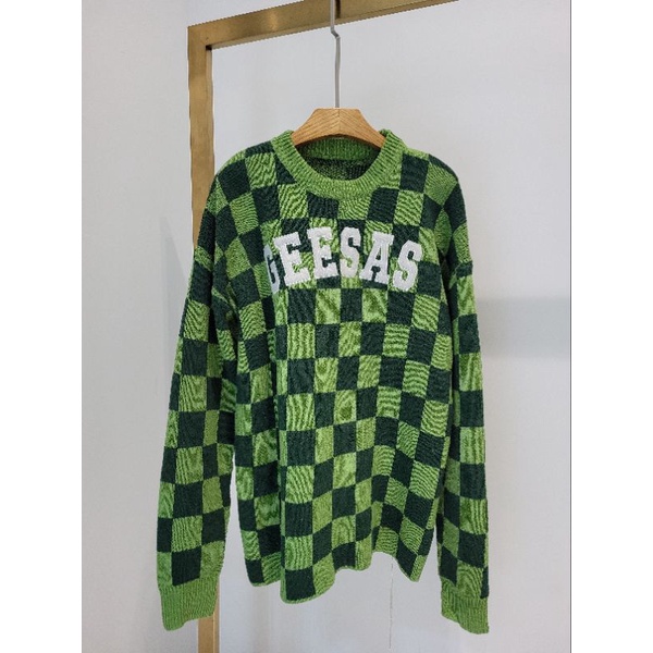 Áo len sweater caro xanh QCCC
