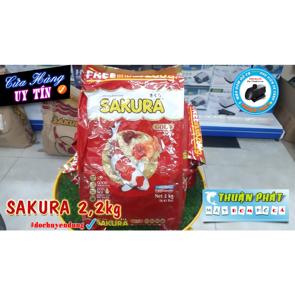 THỨC ĂN SAKURA 2200gr - Thức Ăn Cá Koi Cao Cấp, Cám Sakura 2,2kg