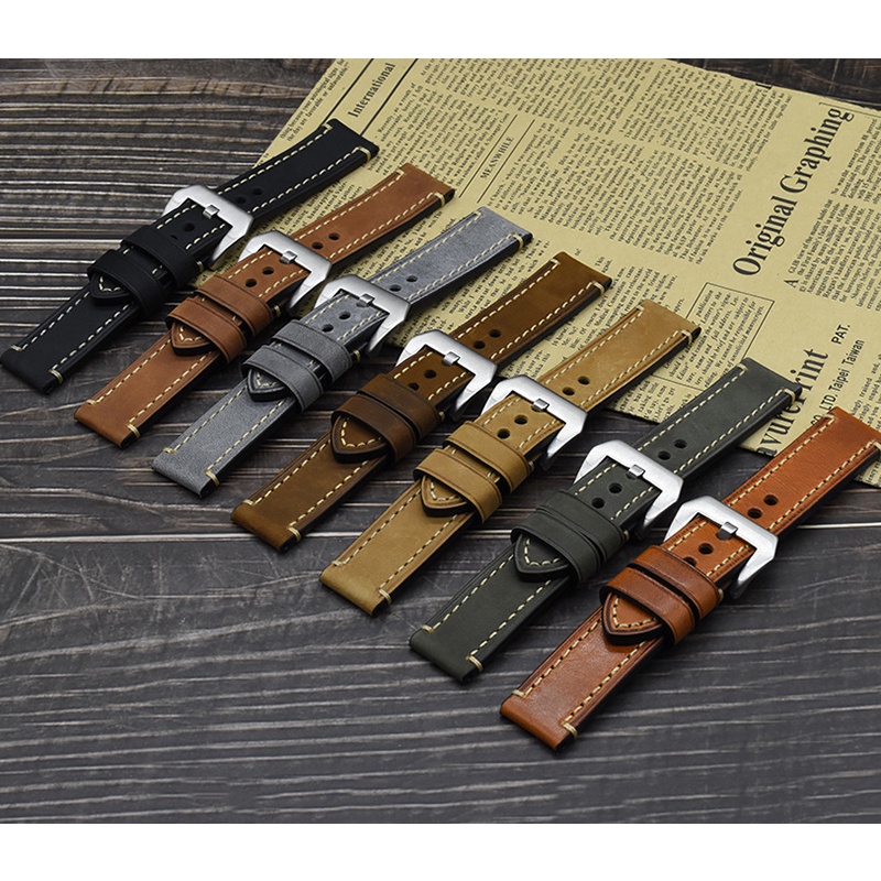 Dây Đeo Bằng Da Thật 18 / 20 / 22 / 24mm Thay Thế Cho Đồng Hồ Thông Minh Samsung S3 Huawei Huami GT2