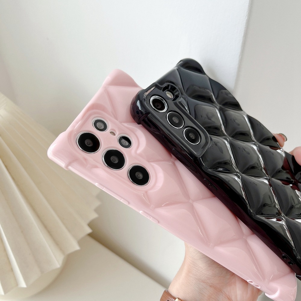 Ốp Điện Thoại TPU Mềm Họa Tiết Lưới Hình Thoi 3D Cho Samsung Galaxy S21 S22 Ultra S22+ S21 Plus