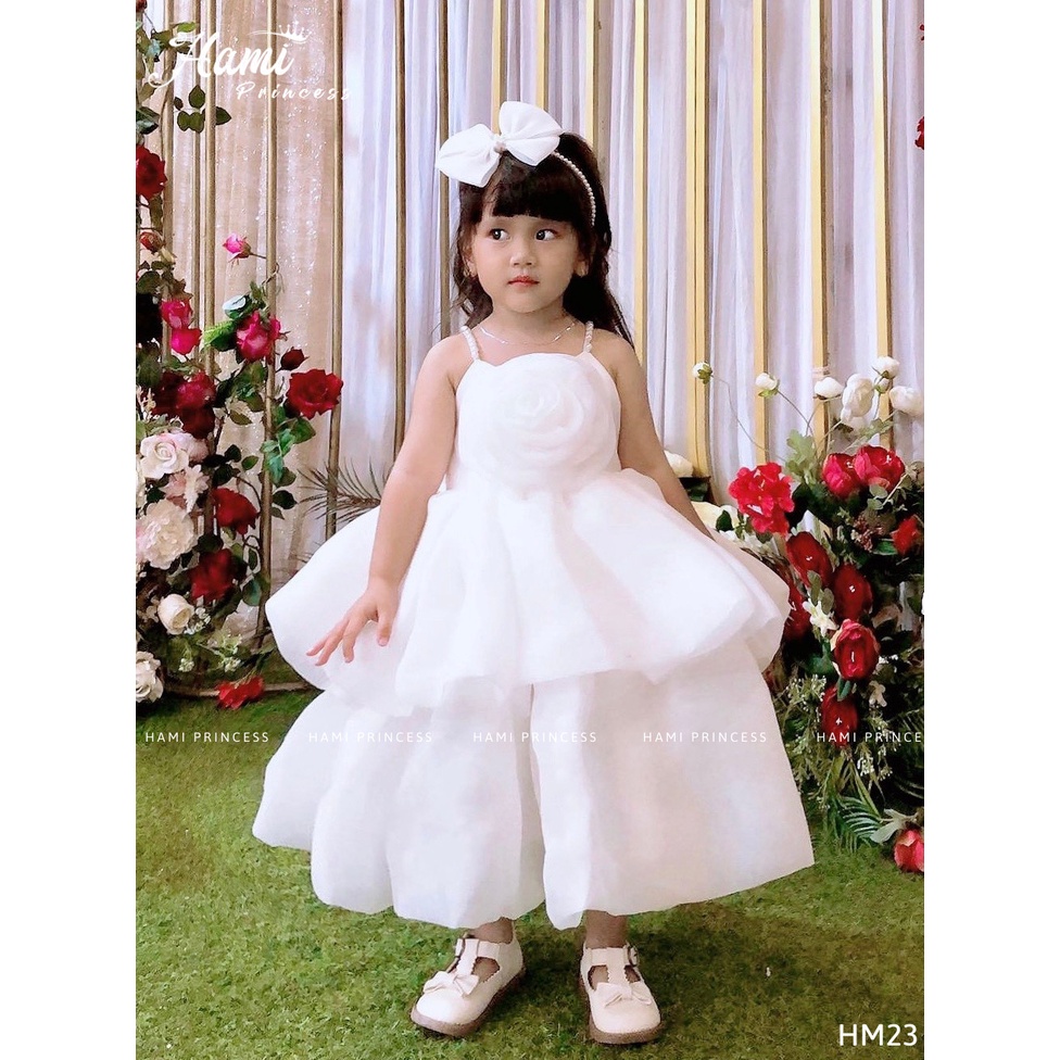 Váy Công Chúa Bông Hoa Hồng HM23 Cho Bé Gái HAMI PRINCESS ❤️ Tặng Kèm Phụ Kiện