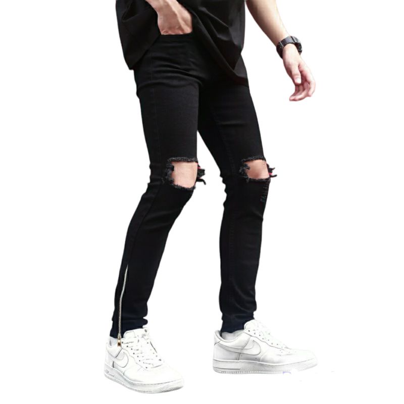 Quần jean rách bụi Nam zip khóa chân bên Ngoài tạo phong cách cho riêng bạn