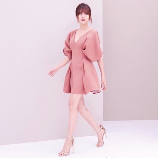 Đầm hồng xoè xếp li (kèm hình thật)